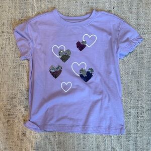 Cat & Jack Lavender Heart Sequin Tee